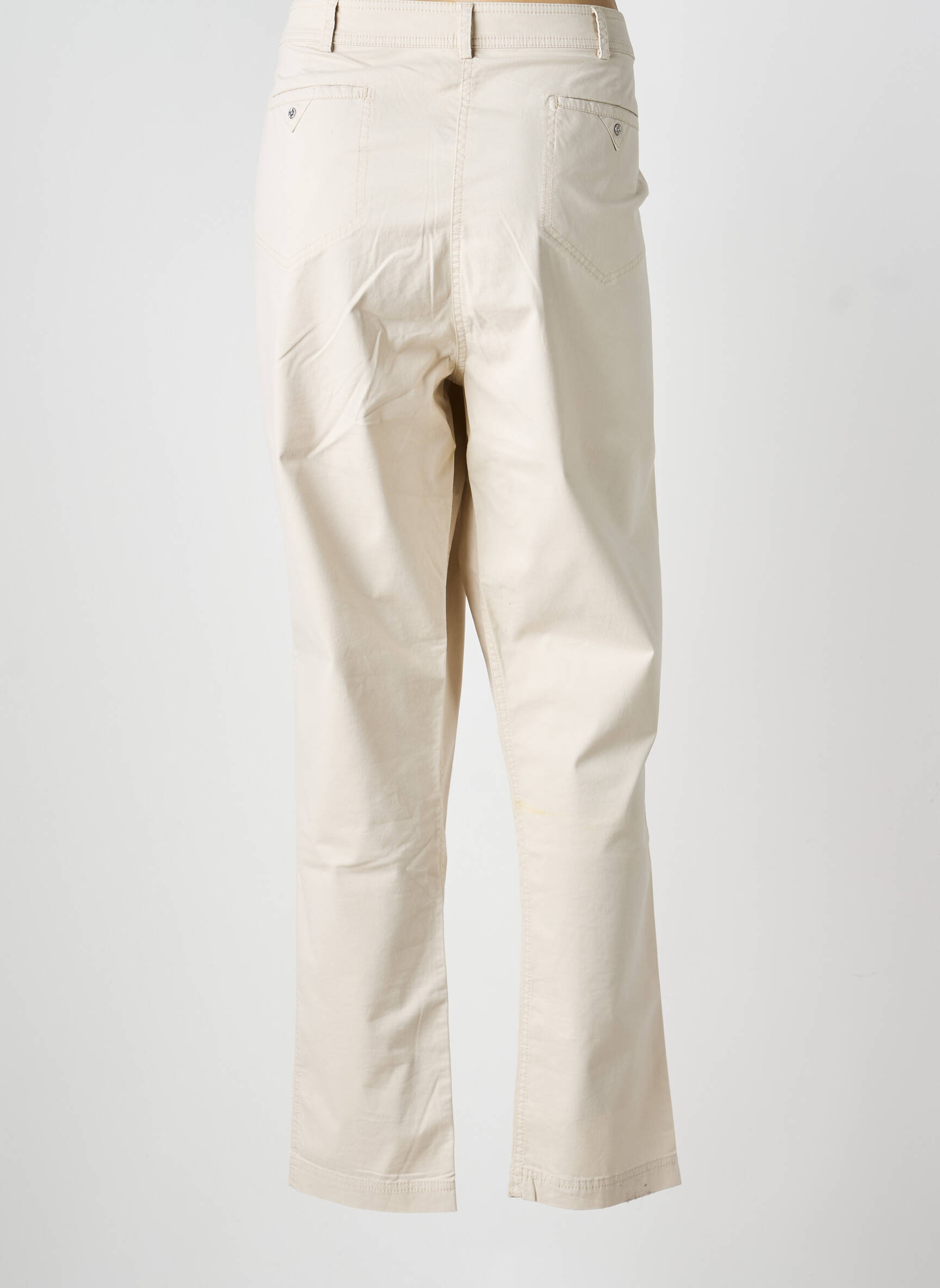 Pantalon chino tissage popeline taille normale beige EL INTERNATIONALE femme