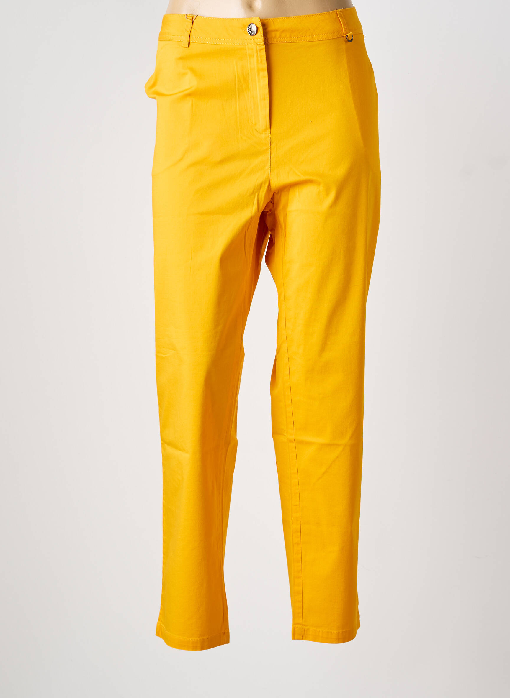 Pantalon chino tissage popeline taille normale jaune AGATHE & LOUISE femme