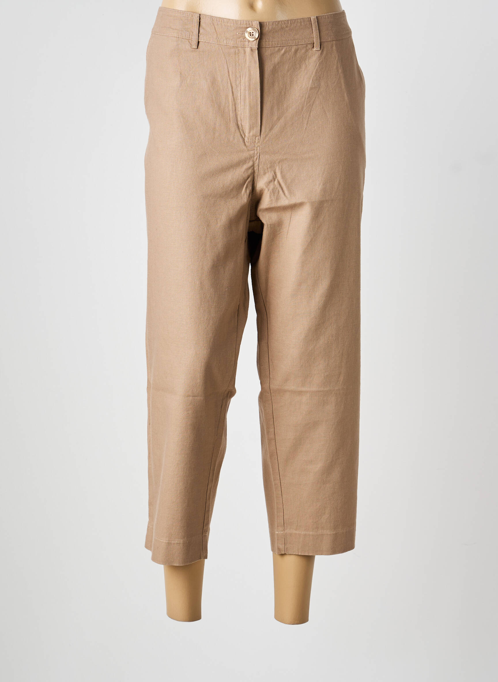 Pantacourt coupe droite taille normale marron FELINO femme