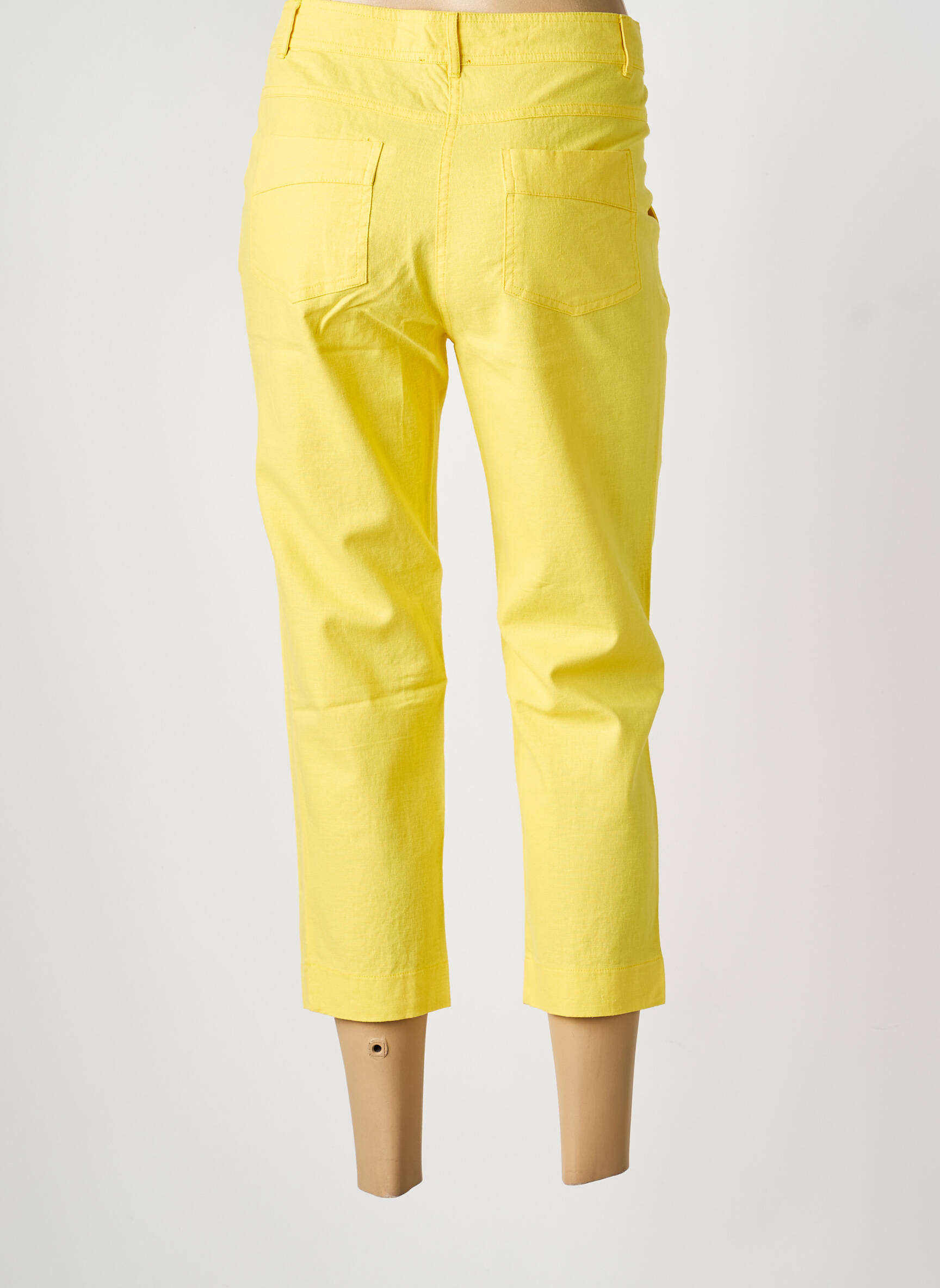 Pantacourt coupe droite taille normale jaune FELINO femme