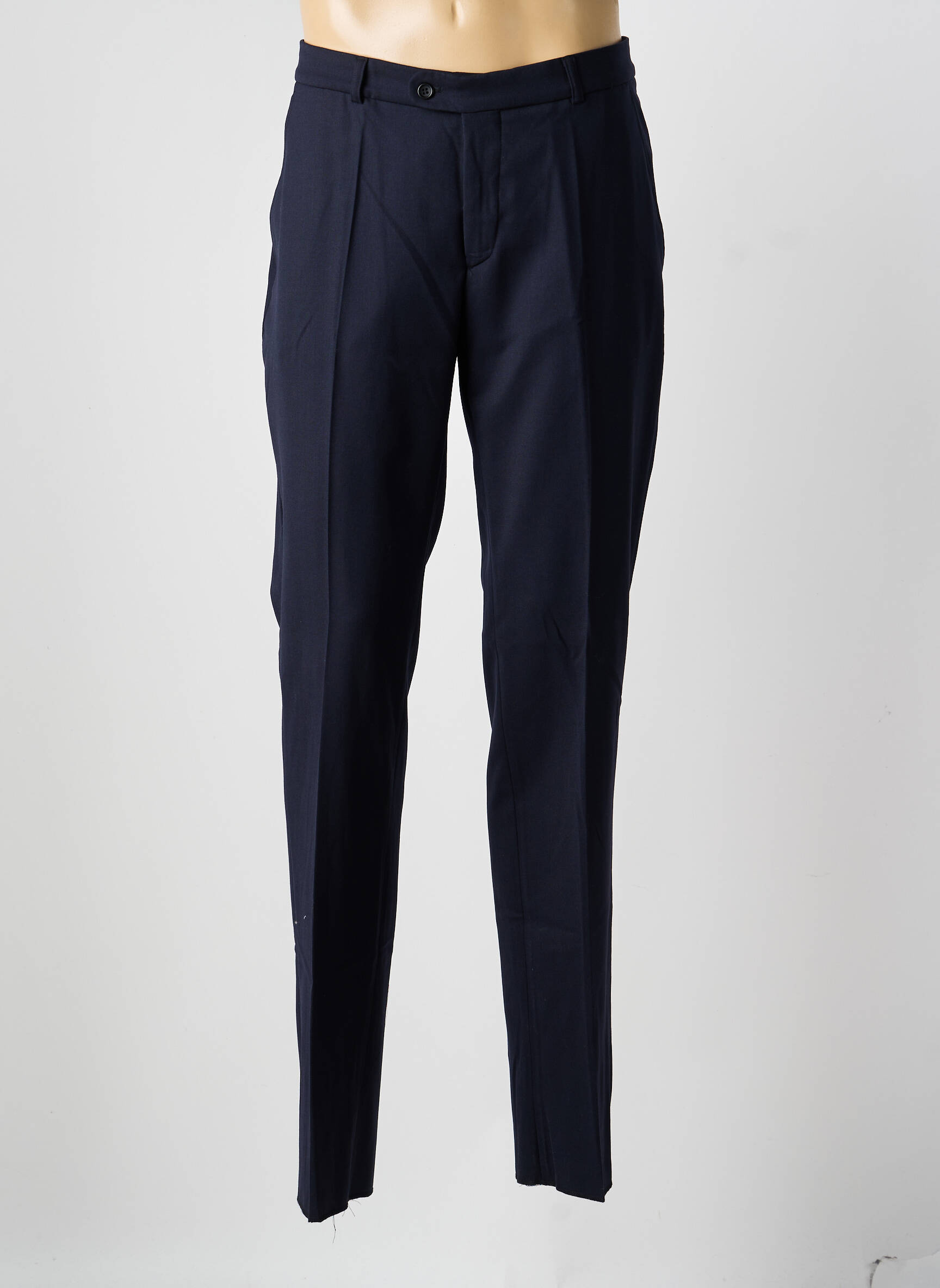 Pantalon slim fermeture zippée sous rabat boutonné taille normale bleu EMYLE homme