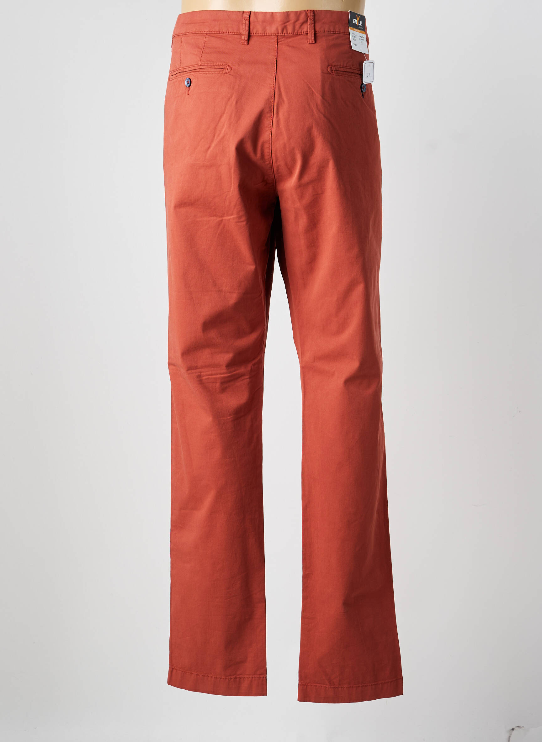 Pantalon chino tissage popeline taille normale orange EMYLE homme