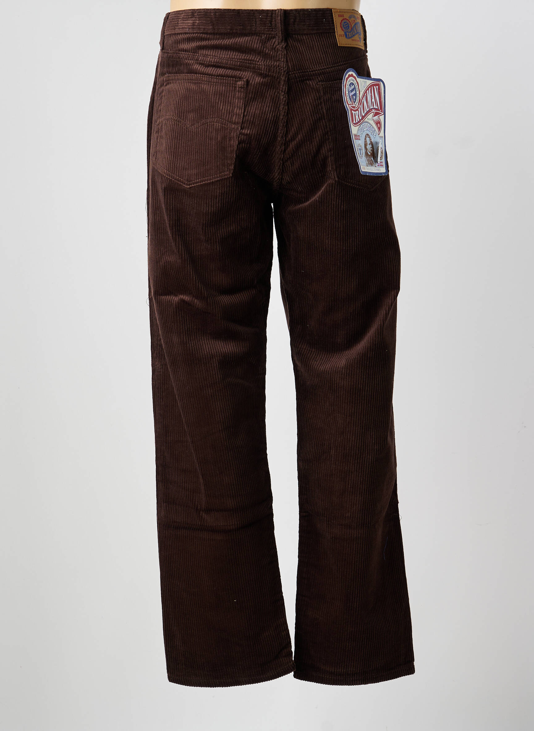 Pantalon droit stretch taille haute marron TRUCKMAN homme