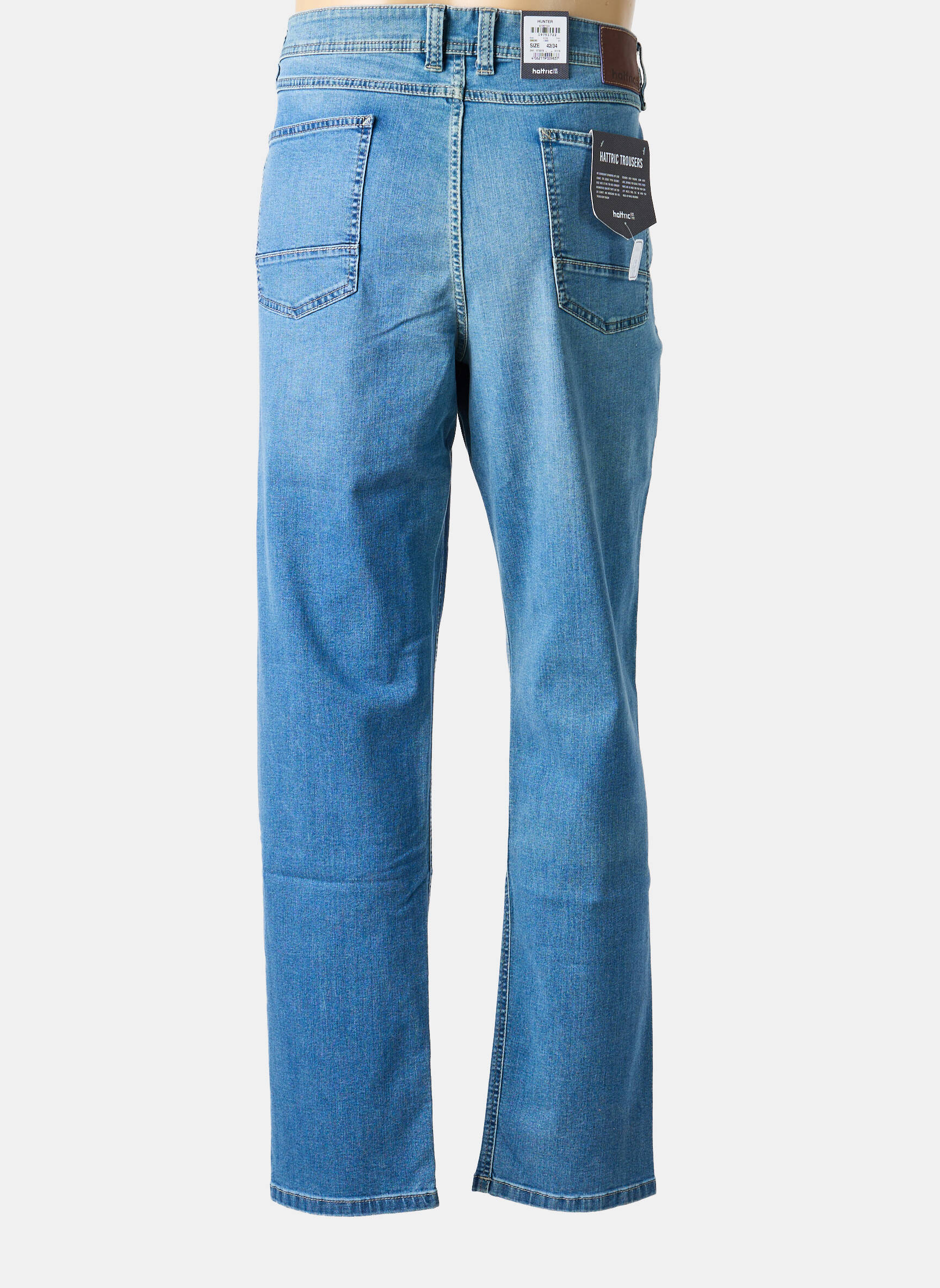 Jeans coupe slim stretch taille normale bleu HATTRIC homme