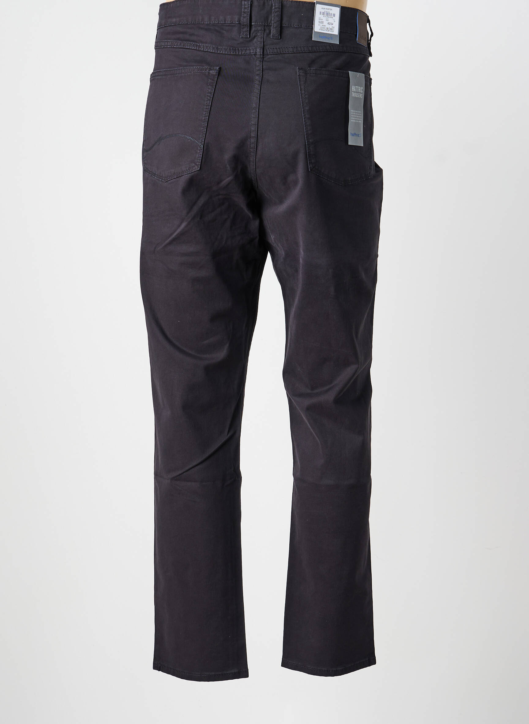 Pantalon slim stretch taille normale noir HATTRIC homme