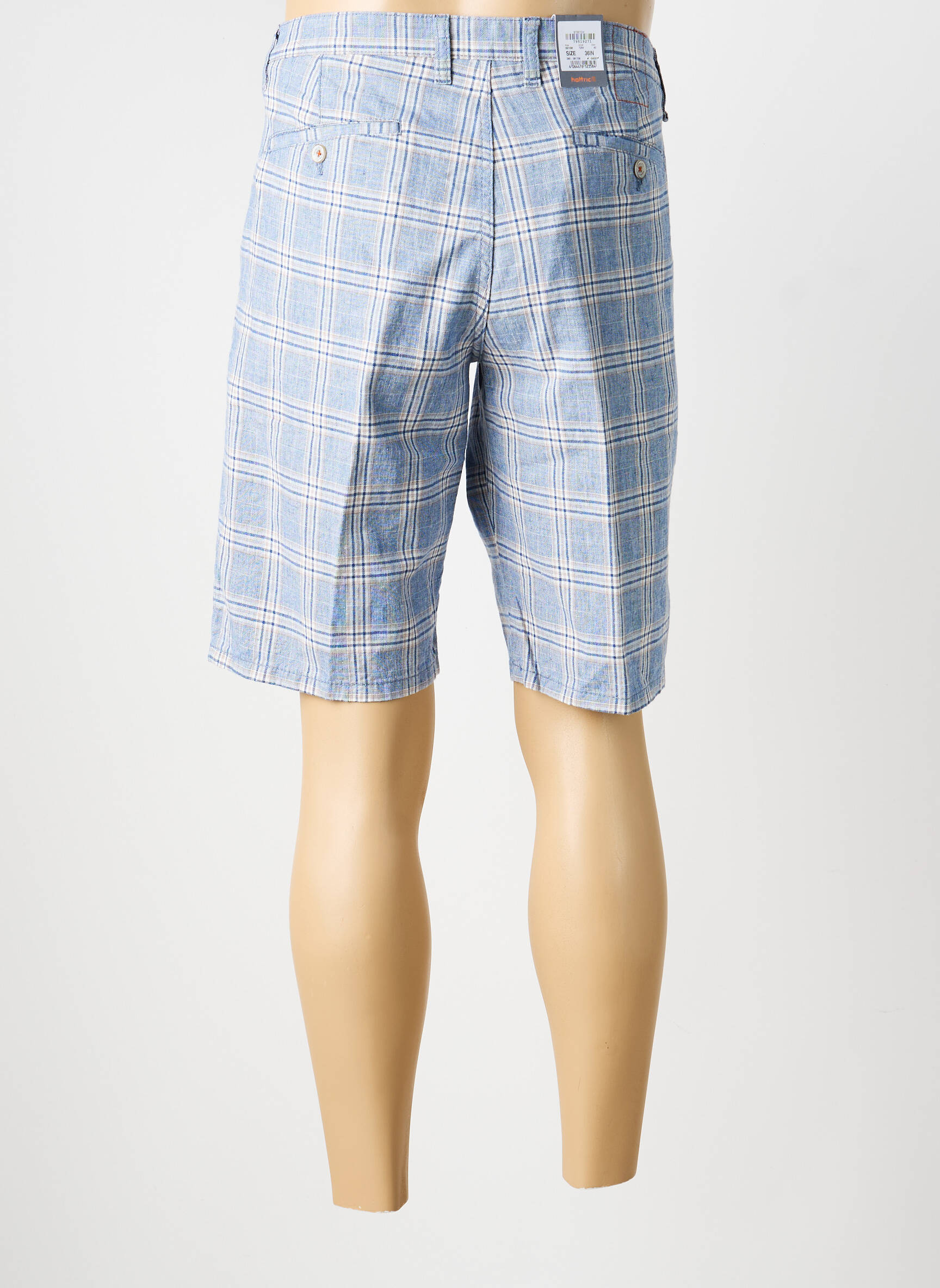 Bermuda taille à pinces taille normale bleu HATTRIC homme