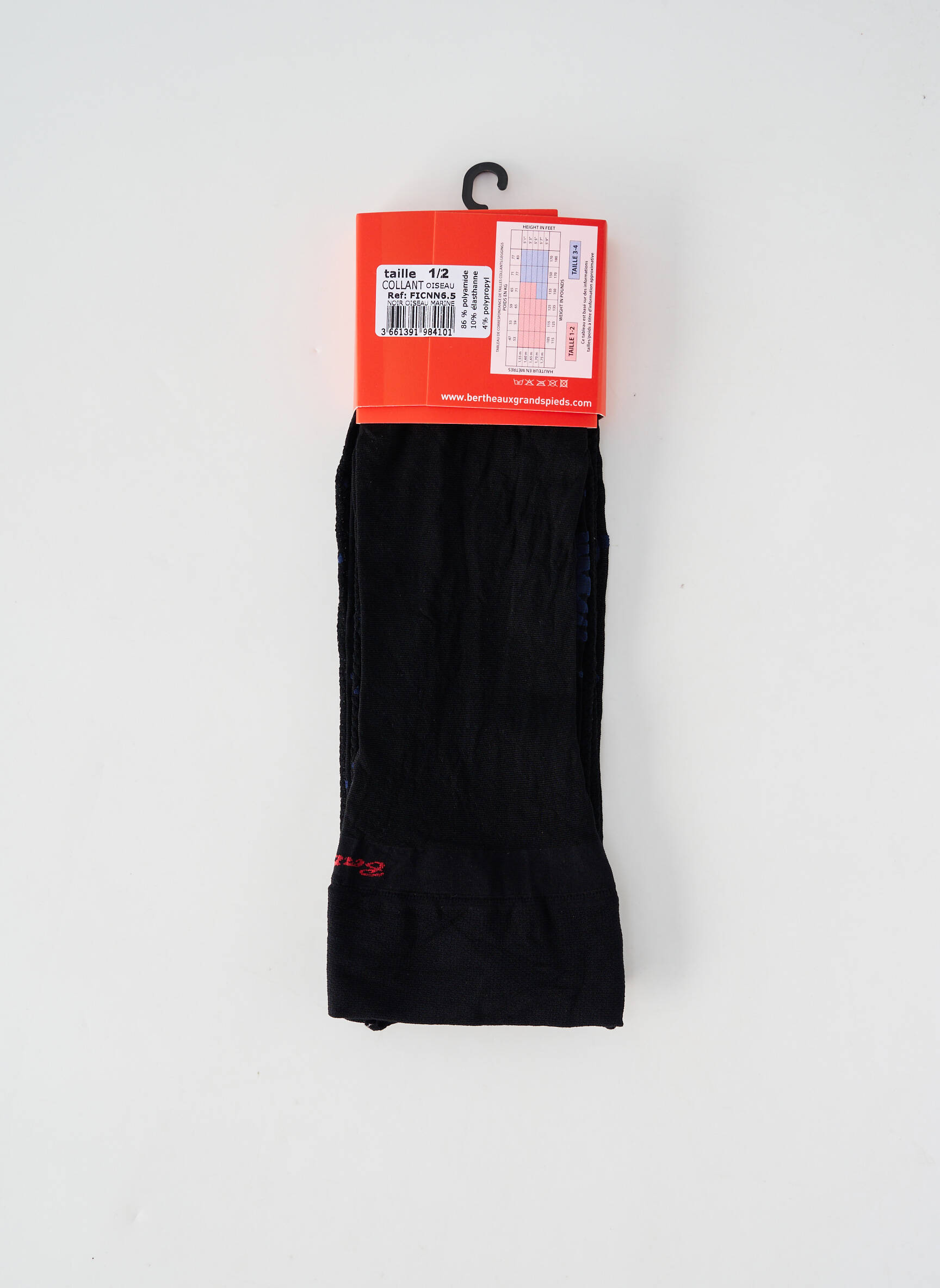 Collants stretch noir BERTHE AUX GRANDS PIEDS femme