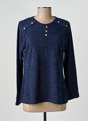 Pull tissage chiné manches longues bleu GALMALLA femme