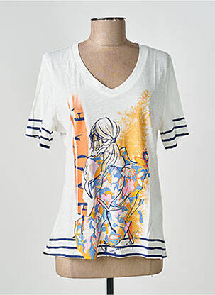 T-shirt imprimé fantaisie manches courtes beige BARBARA LEBEK femme