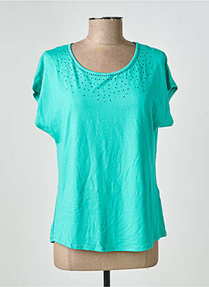 T-shirt sérigraphie avec strass manches courtes bleu GALMALLA femme