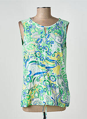 Top col v sans manche vert BARBARA LEBEK femme