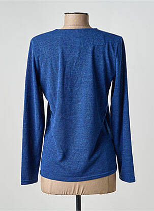 Pull tissage chiné manches longues bleu GEVANA femme