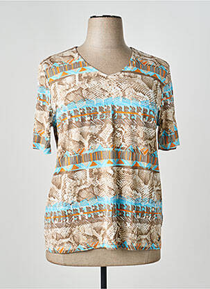 T-shirt col v manches courtes beige BARBARA LEBEK femme