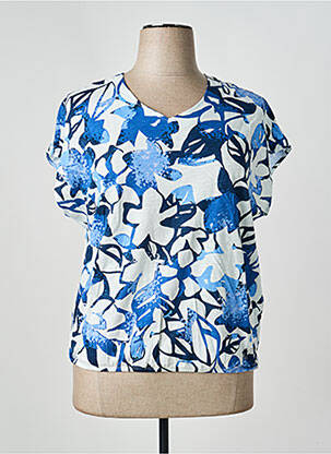 T-shirt col v manches courtes bleu BARBARA LEBEK femme