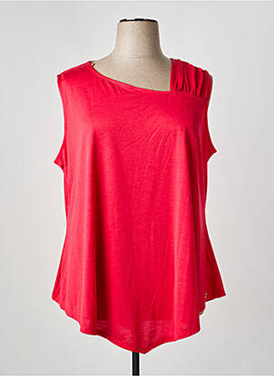 Top tissage jersey sans manche rouge MARBLE femme