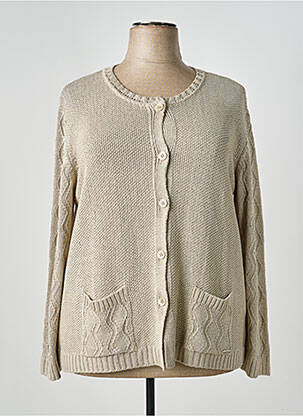 Gilet manches longues col rond beige MINO MORA femme
