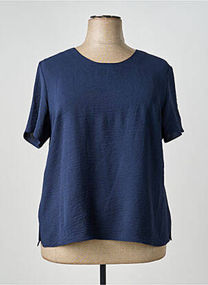 Top coupe fluide manches courtes bleu GEVANA femme