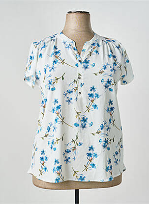 Blouse légère et transparente manches courtes bleu GALMALLA femme
