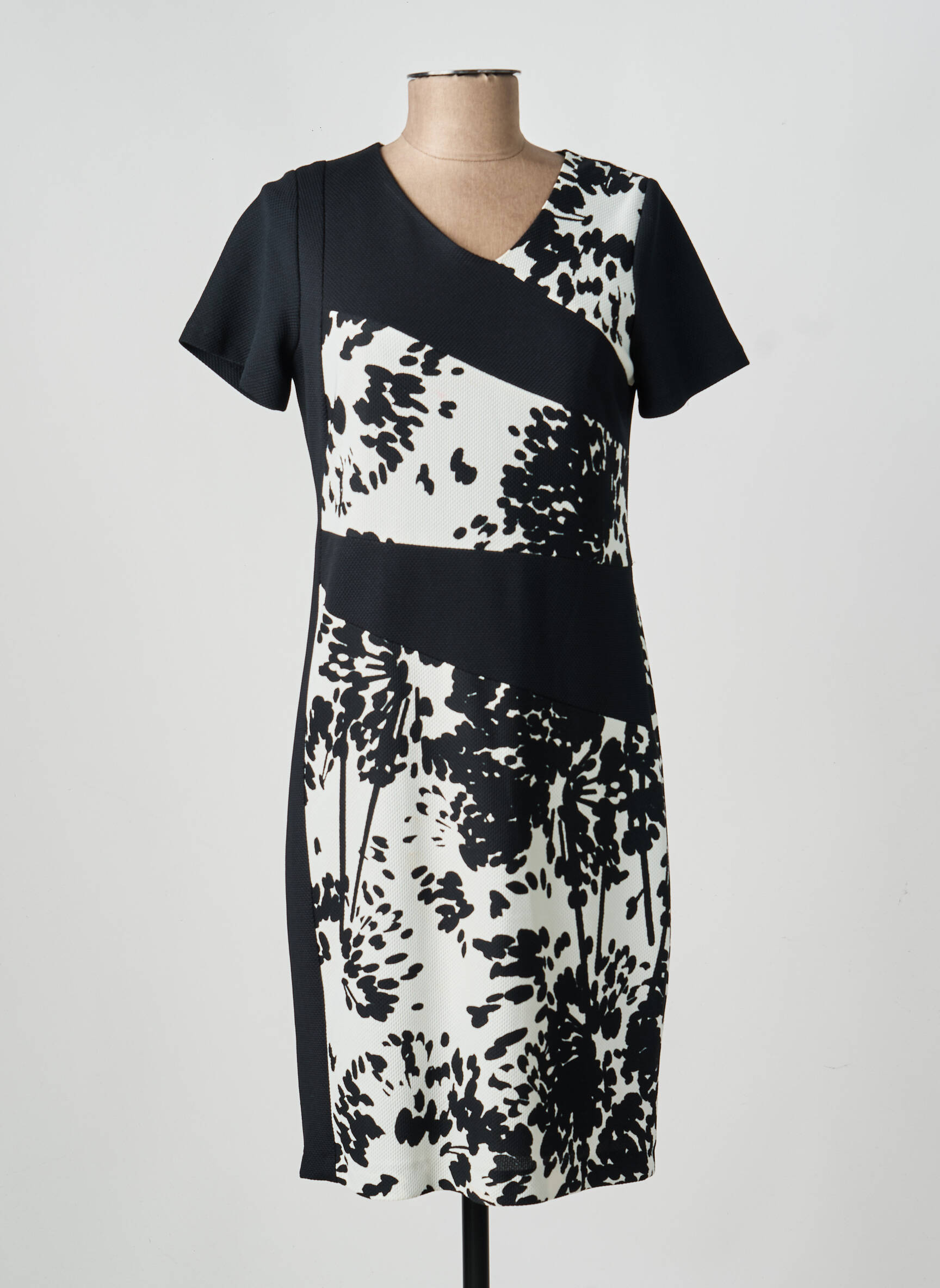 Robe courte manches courtes manches courtes noir GUY DUBOUIS femme