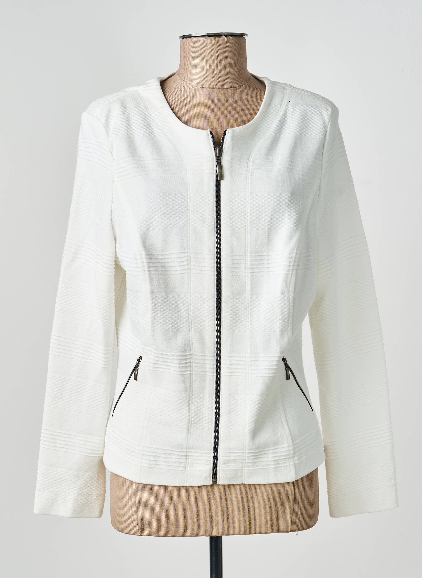 Veste casual col rond blanc BARBARA LEBEK femme