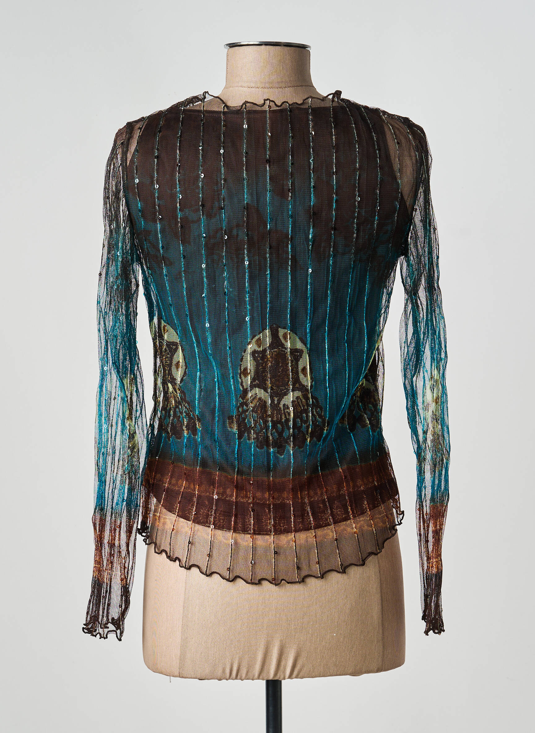 Top col rond manches longues marron FRED SABATIER femme