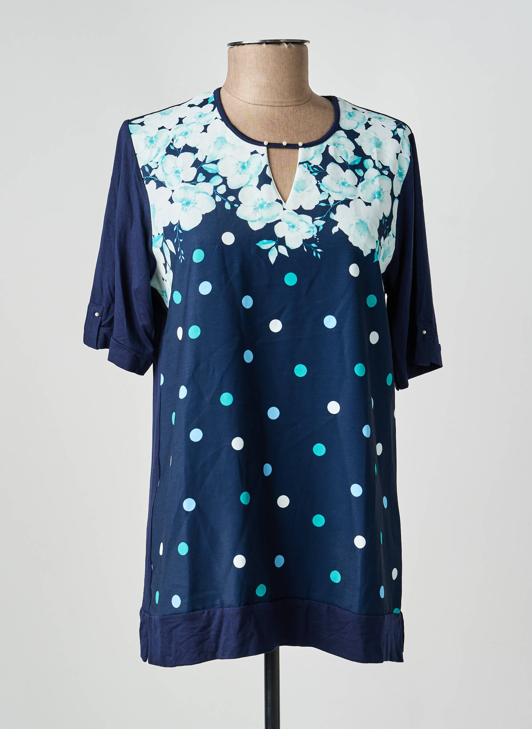 T-shirt stretch manches courtes bleu GALMALLA femme