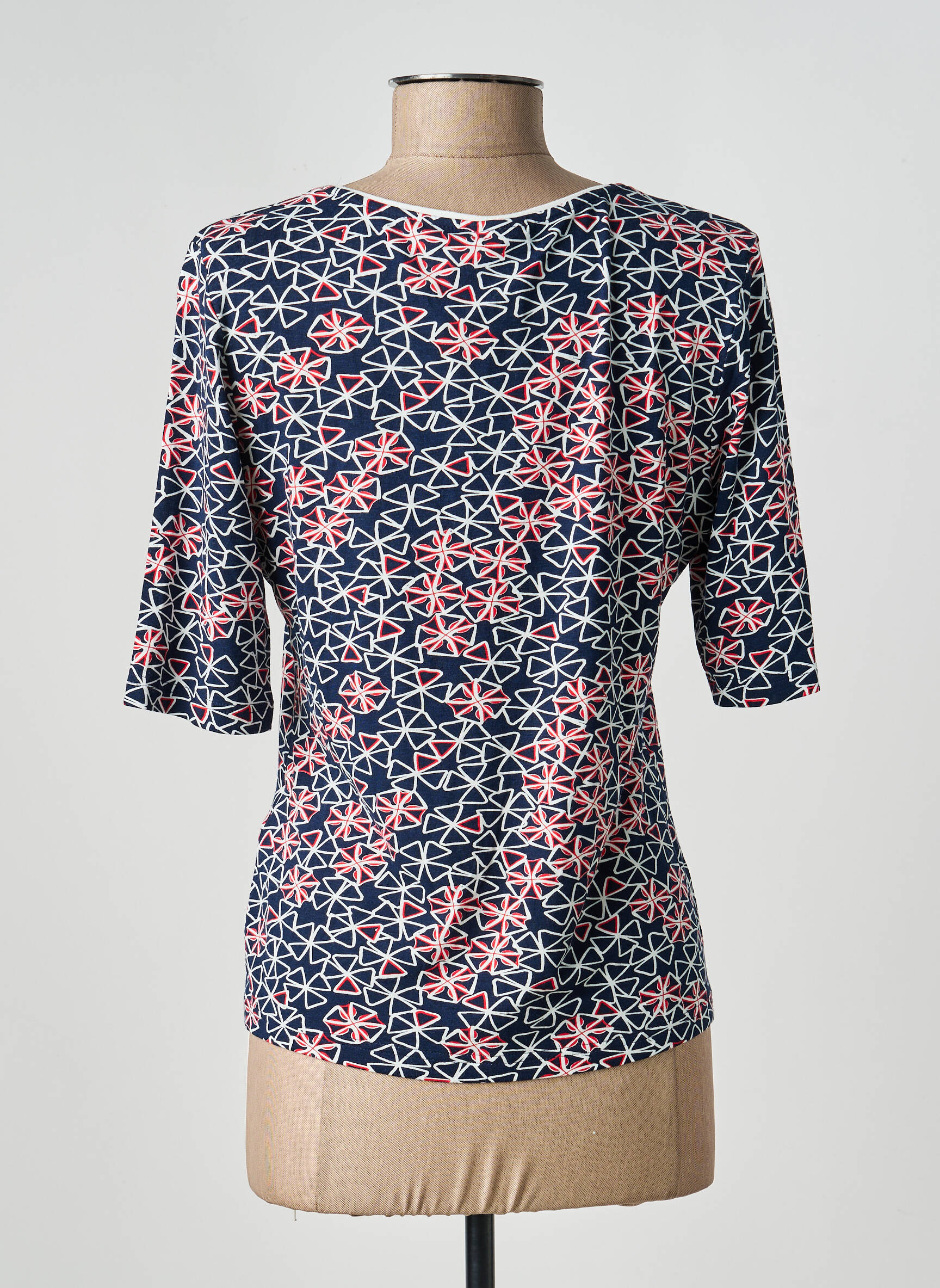 T-shirt imprimé fantaisie manches courtes bleu BARBARA LEBEK femme