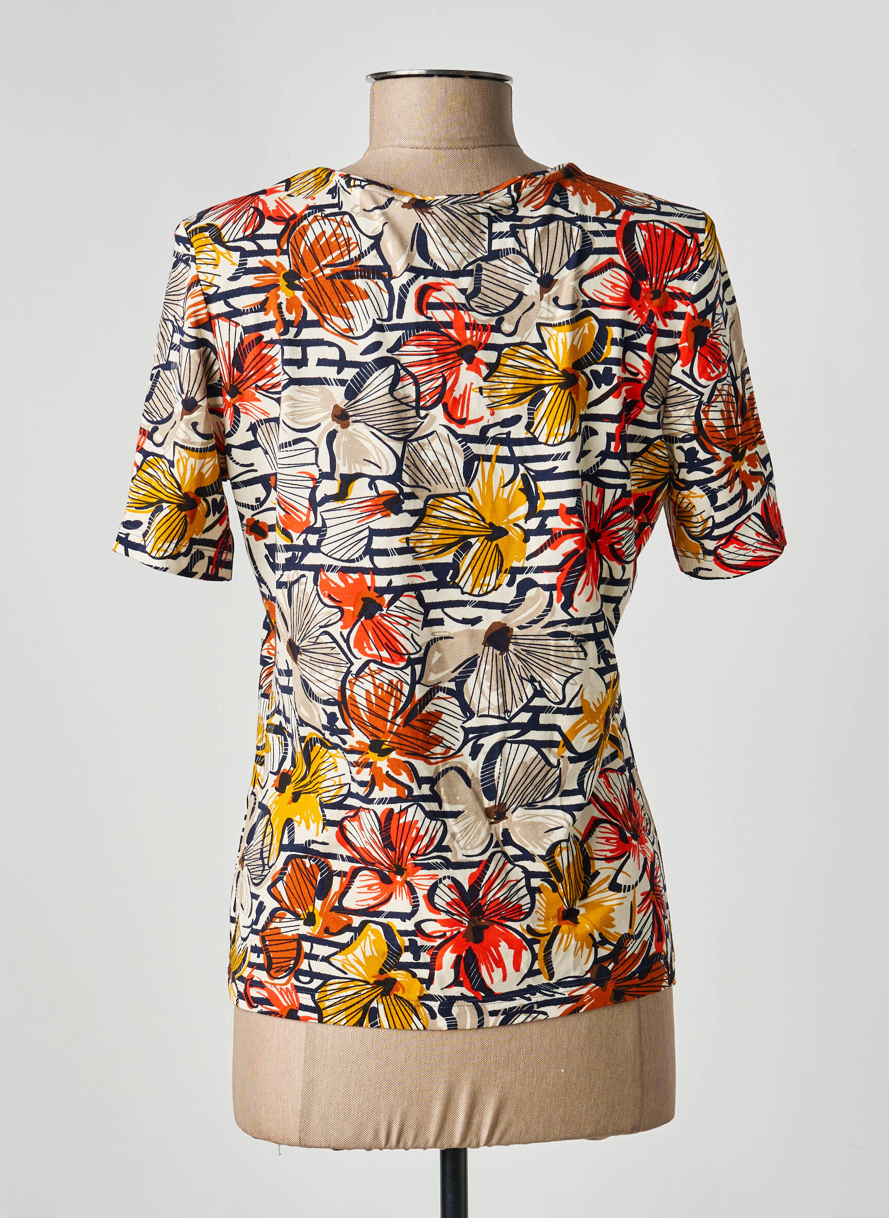 T-shirt stretch manches courtes jaune BARBARA LEBEK femme