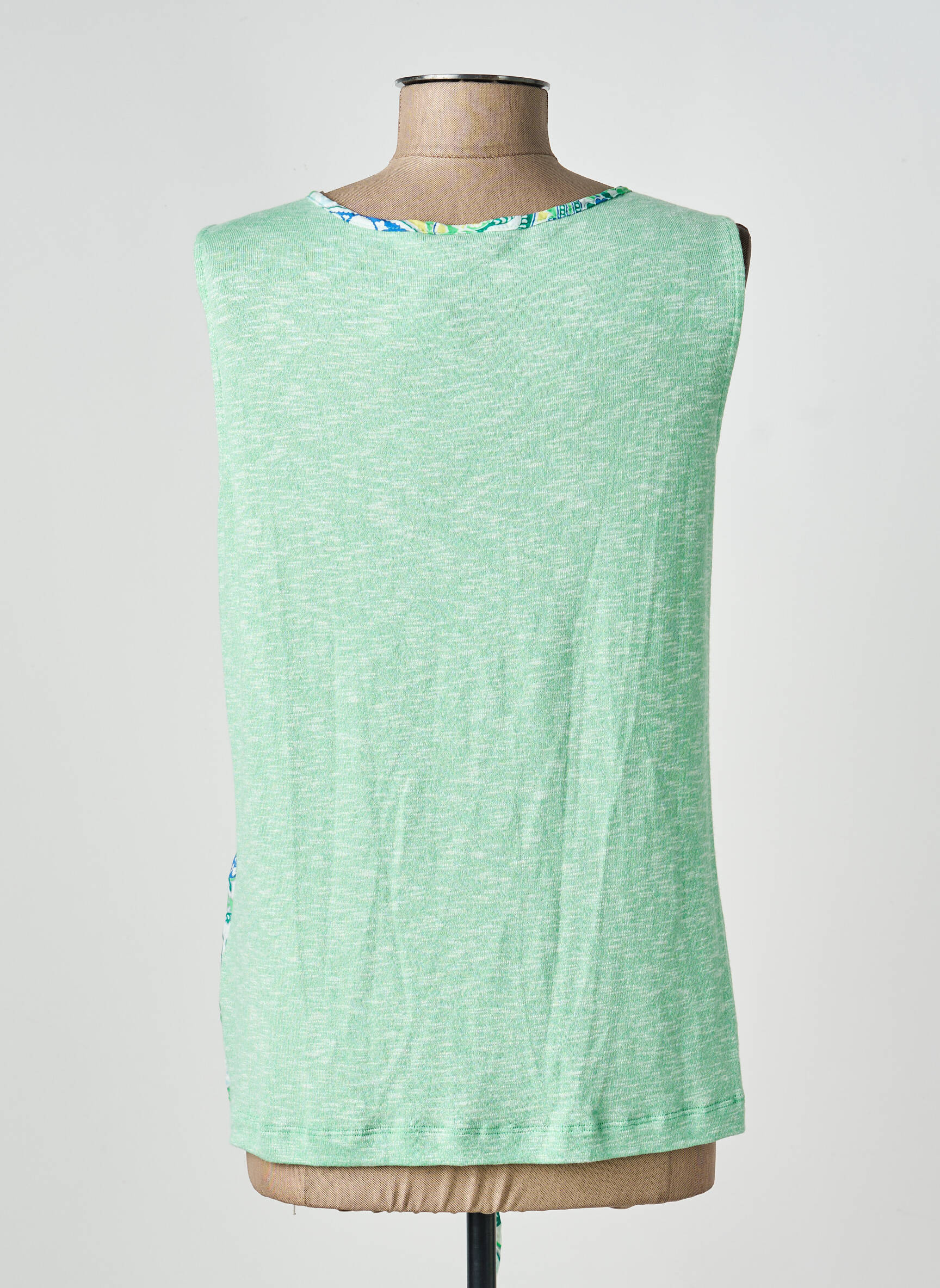 Top col v sans manche vert BARBARA LEBEK femme