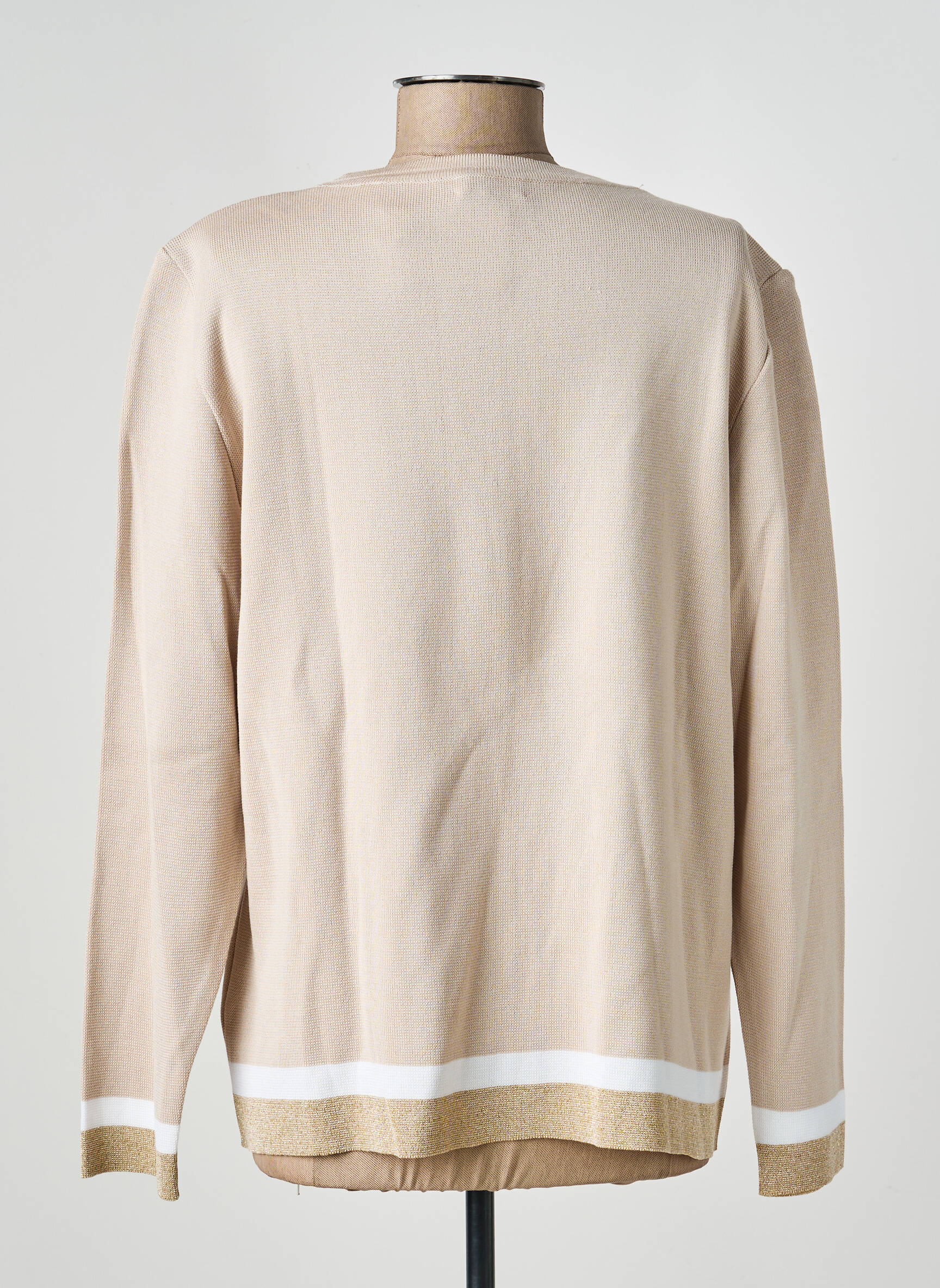 Gilet manches longues resserrée sur le bas beige MINO MORA femme