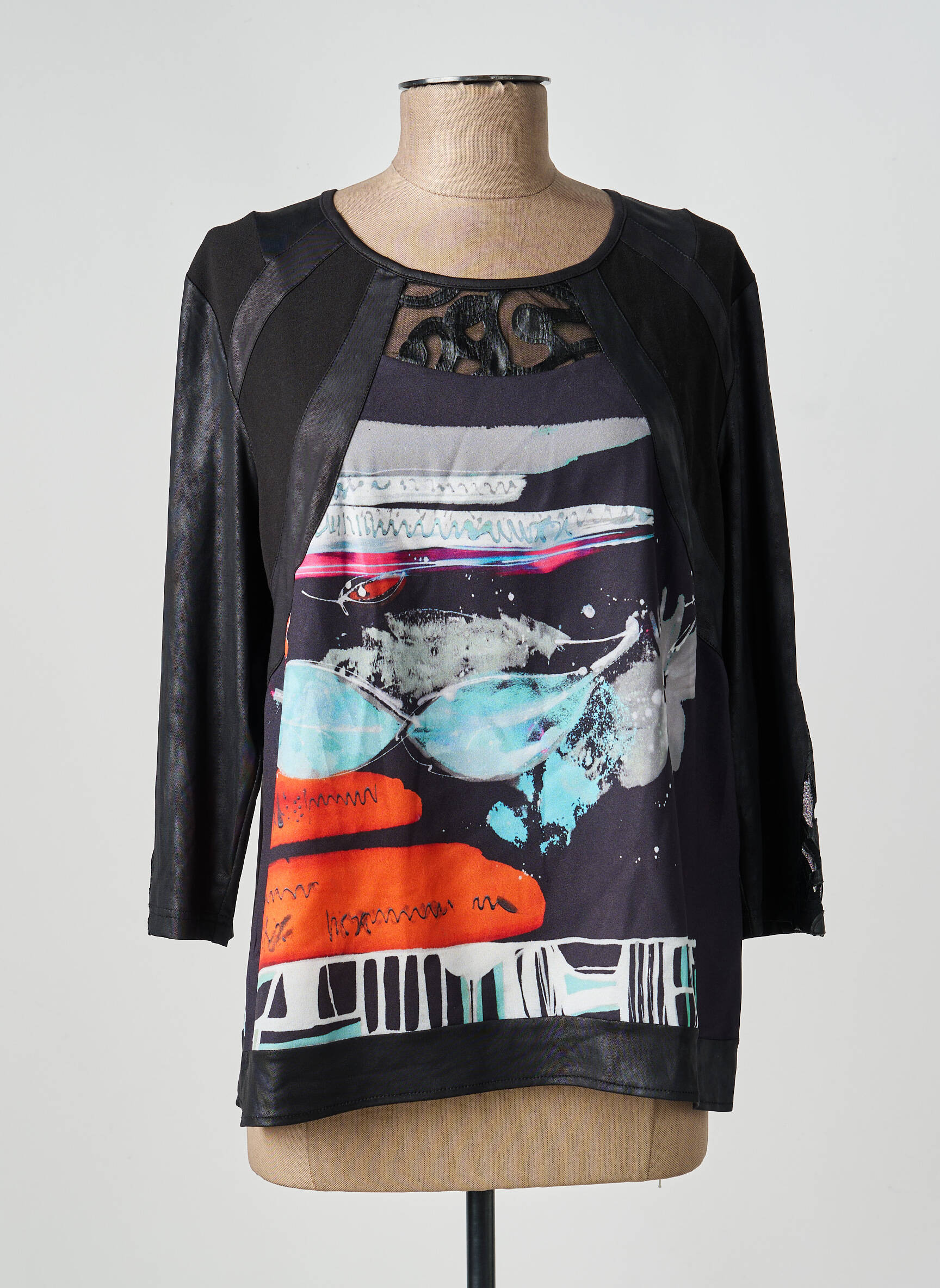 Top stretch manches 3/4 noir GUY DUBOUIS femme