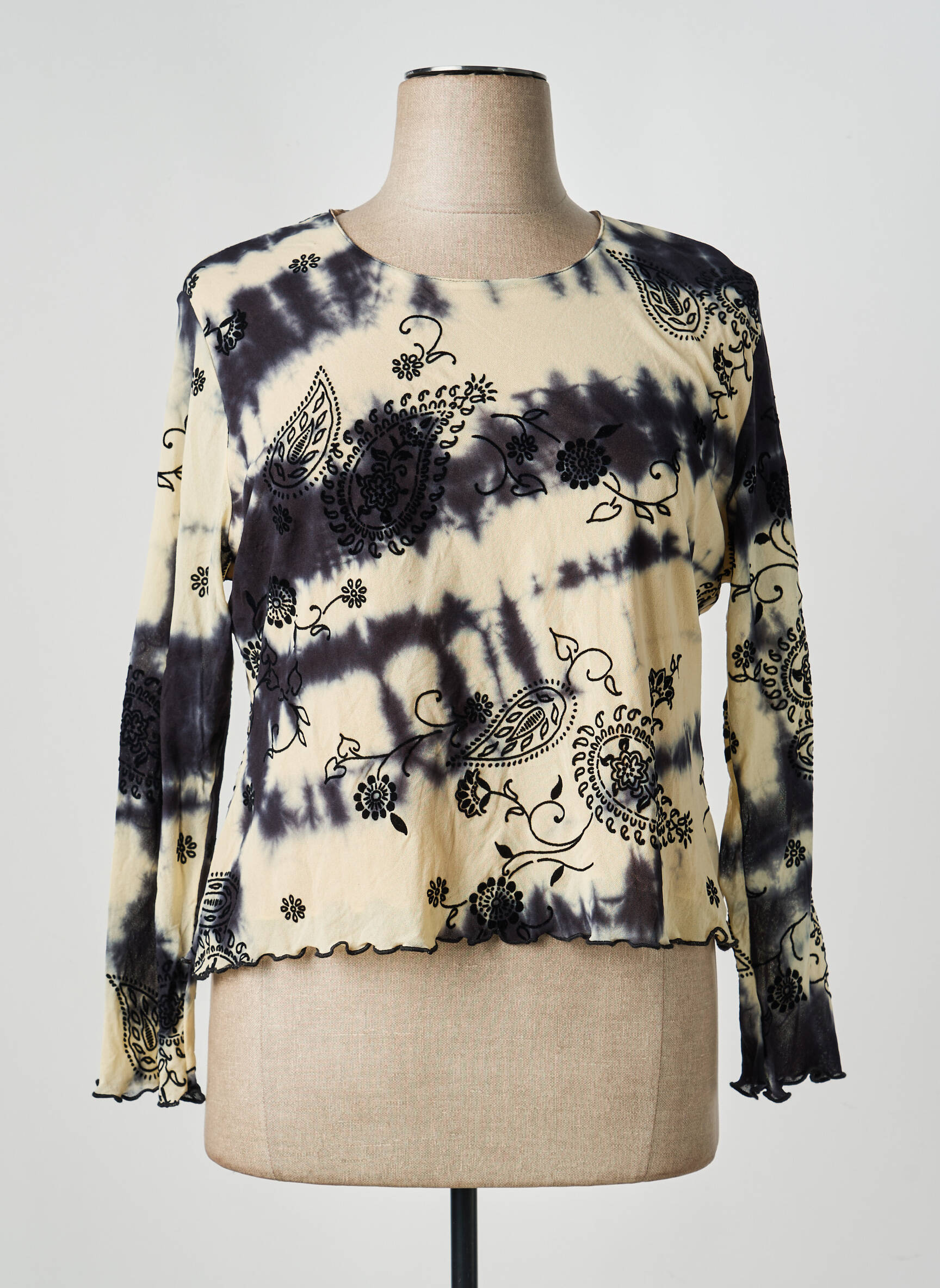 Top imprimé fantaisie manches longues beige FRED SABATIER femme