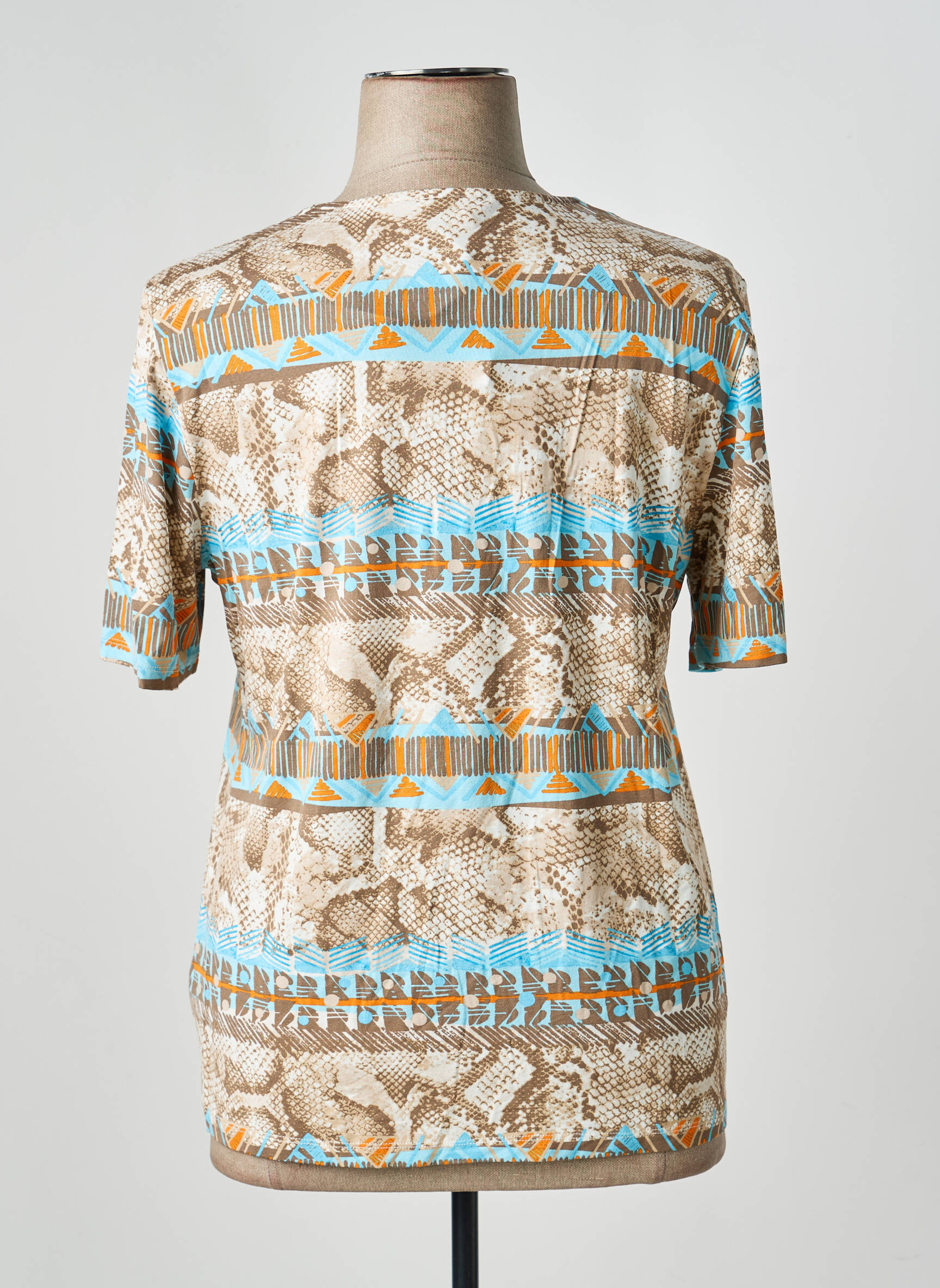 T-shirt col v manches courtes beige BARBARA LEBEK femme