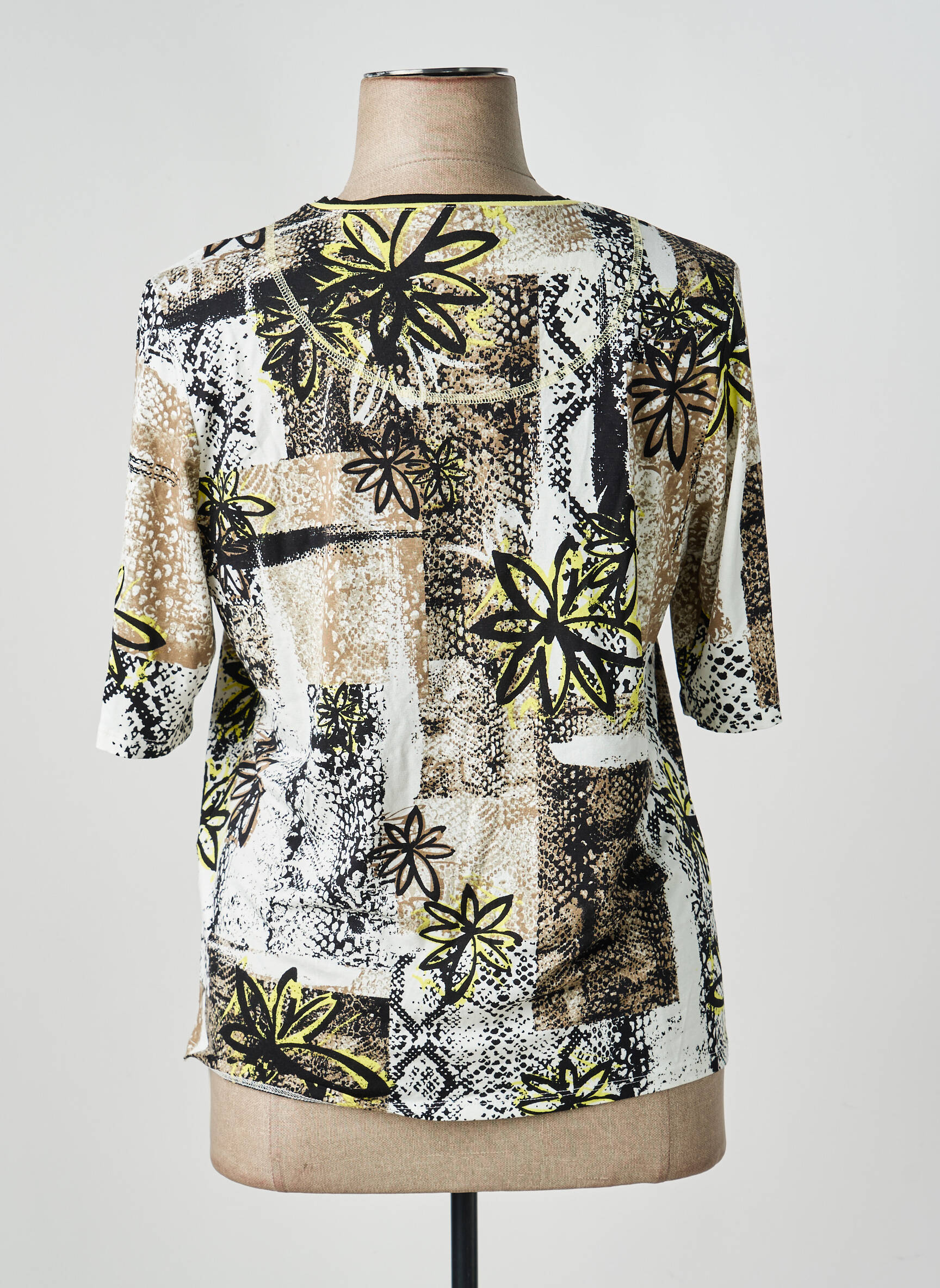 T-shirt col v manches courtes noir BARBARA LEBEK femme