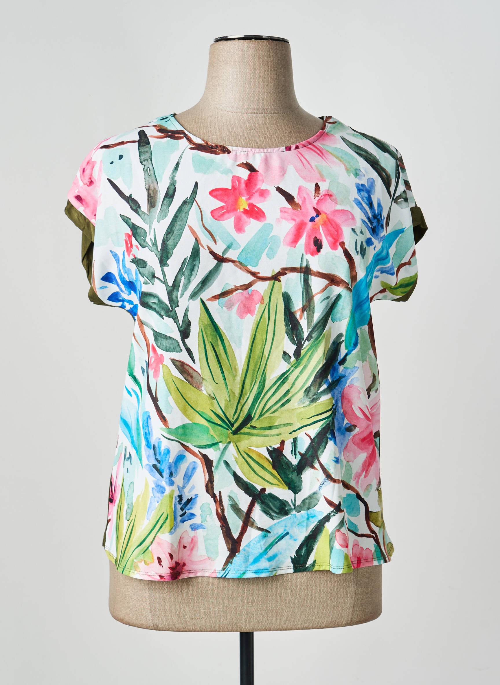 T-shirt coupe cintrée manches courtes vert MINO MORA femme