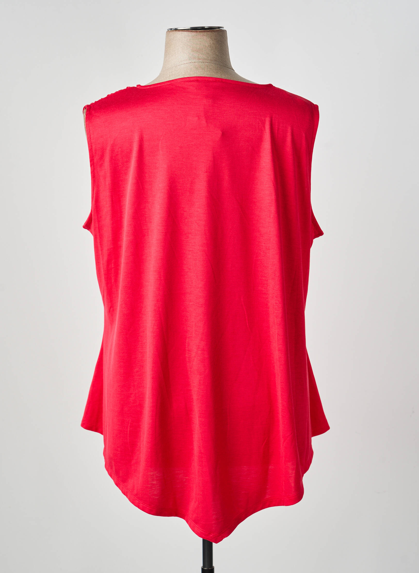 Top tissage jersey sans manche rouge MARBLE femme