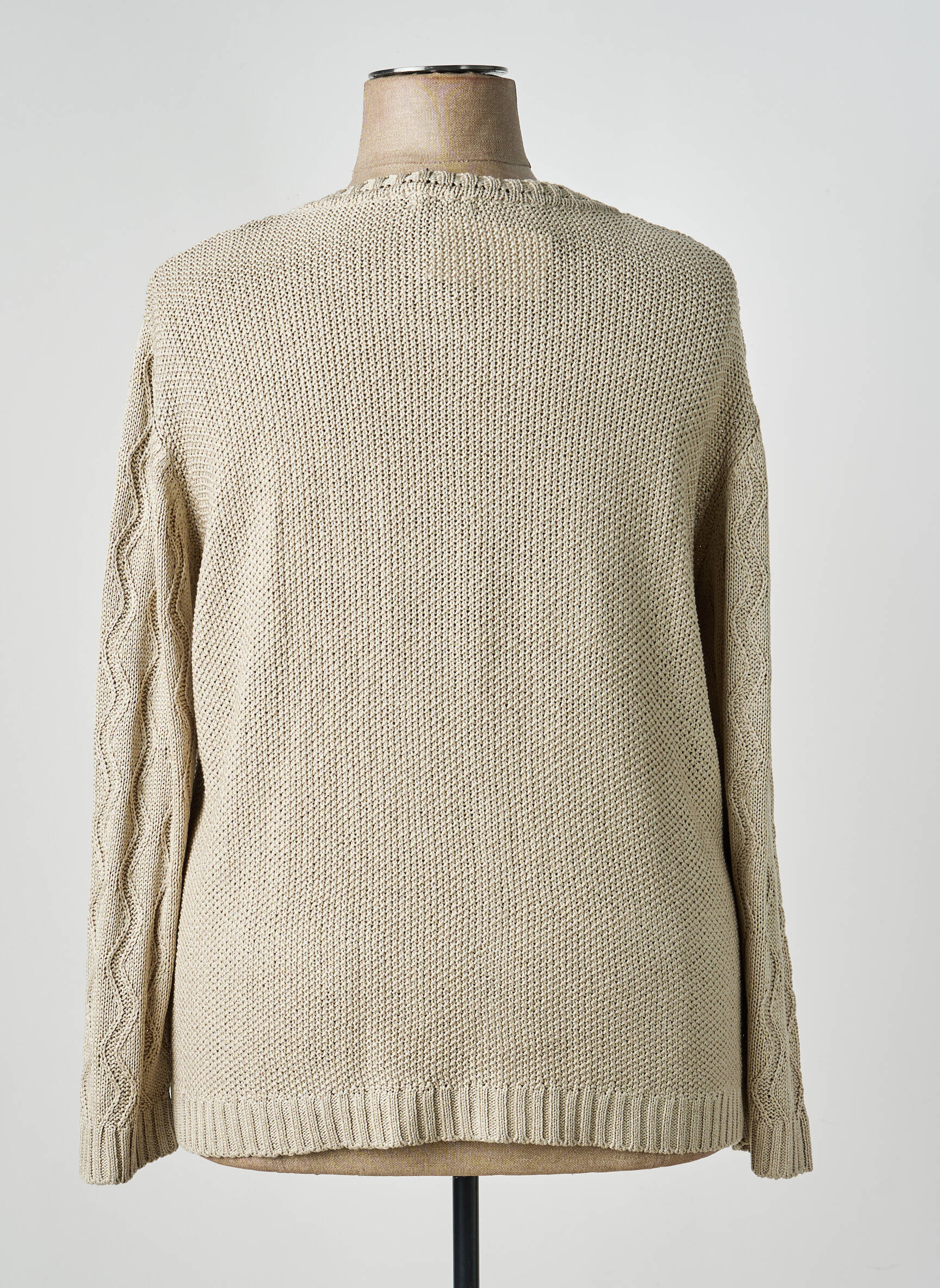 Gilet manches longues col rond beige MINO MORA femme