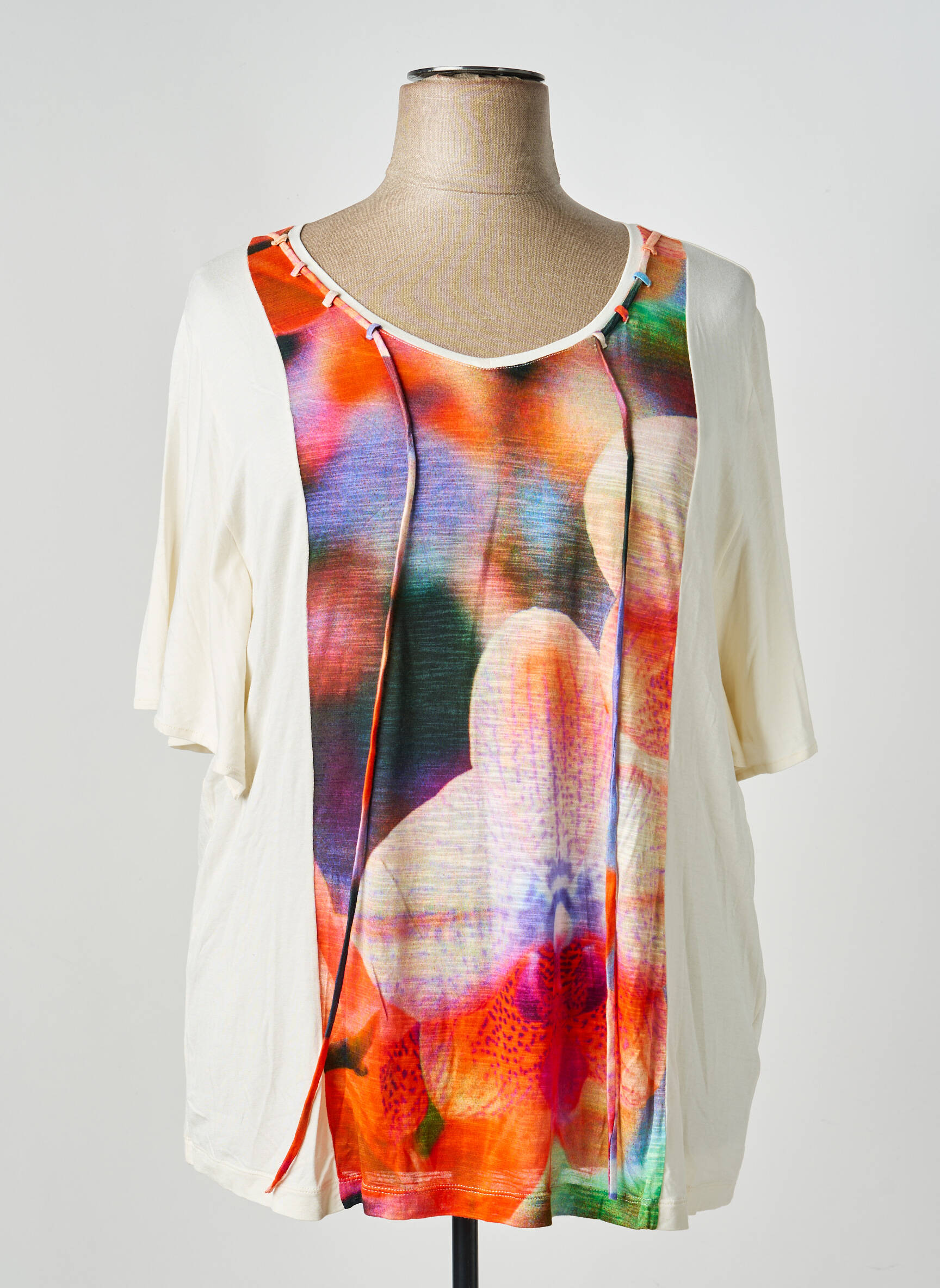 T-shirt imprimé fantaisie manches courtes orange ALAIN WEIZ femme