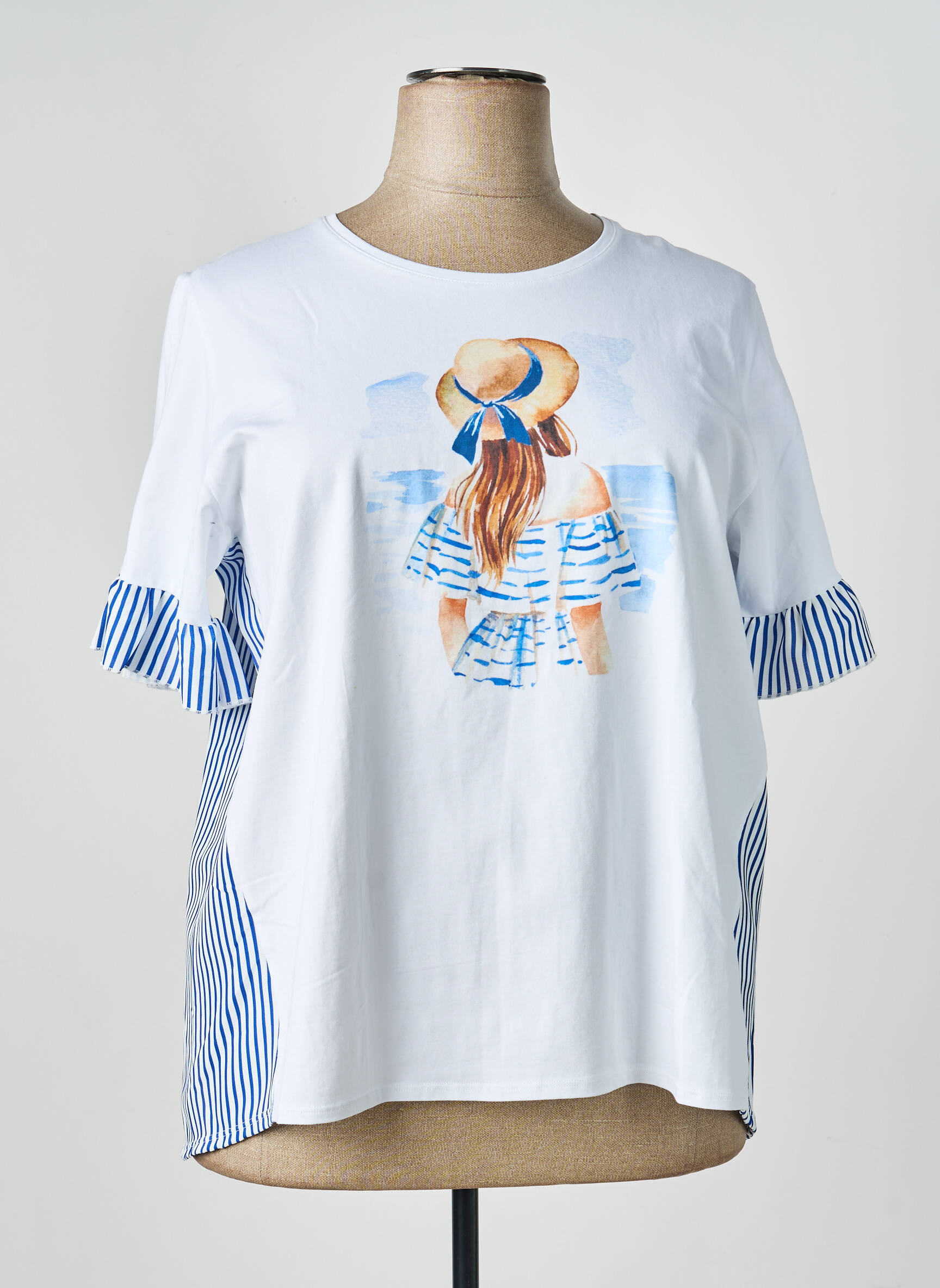 T-shirt stretch manches courtes bleu GALMALLA femme