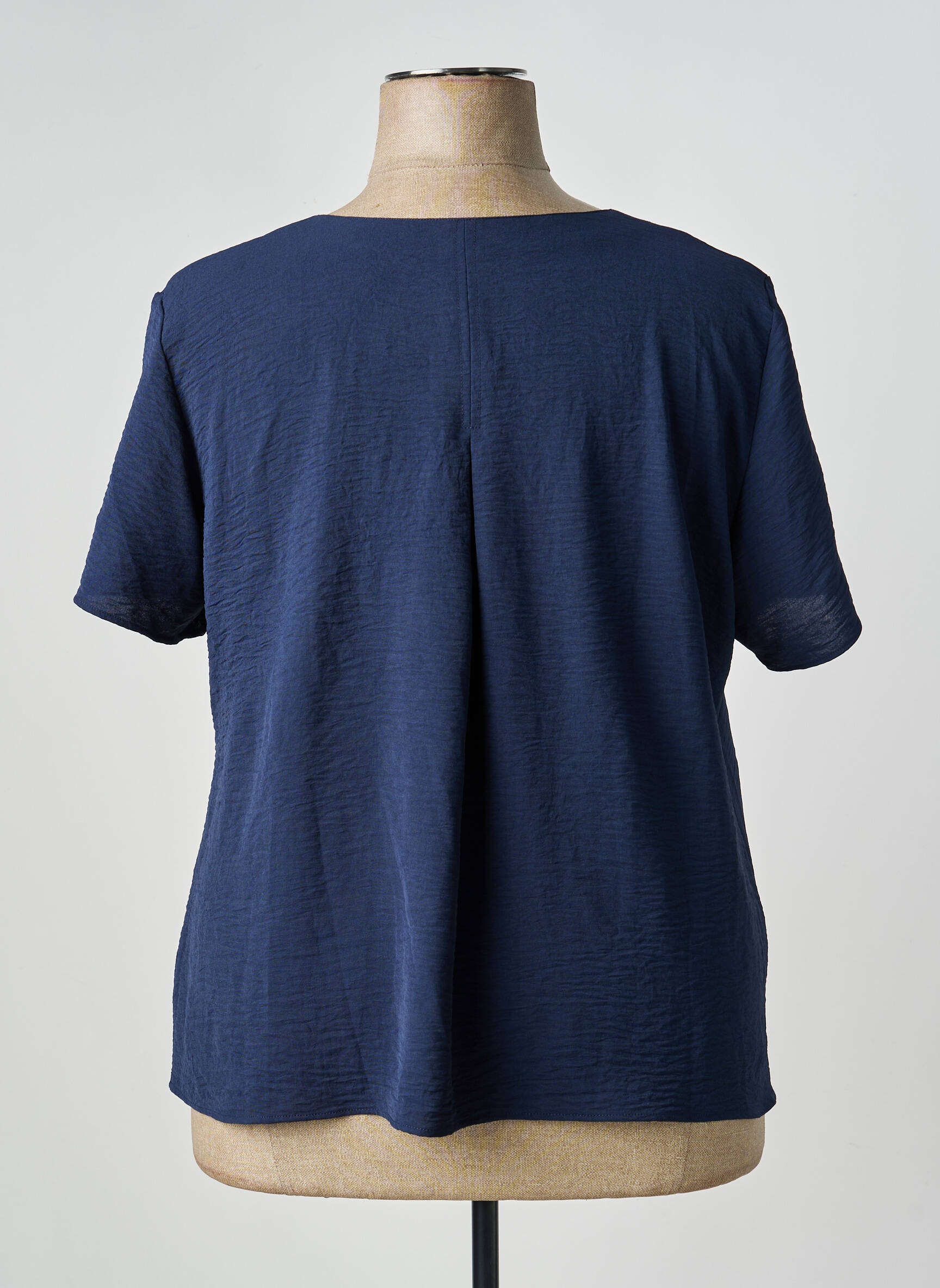 Top coupe fluide manches courtes bleu GEVANA femme
