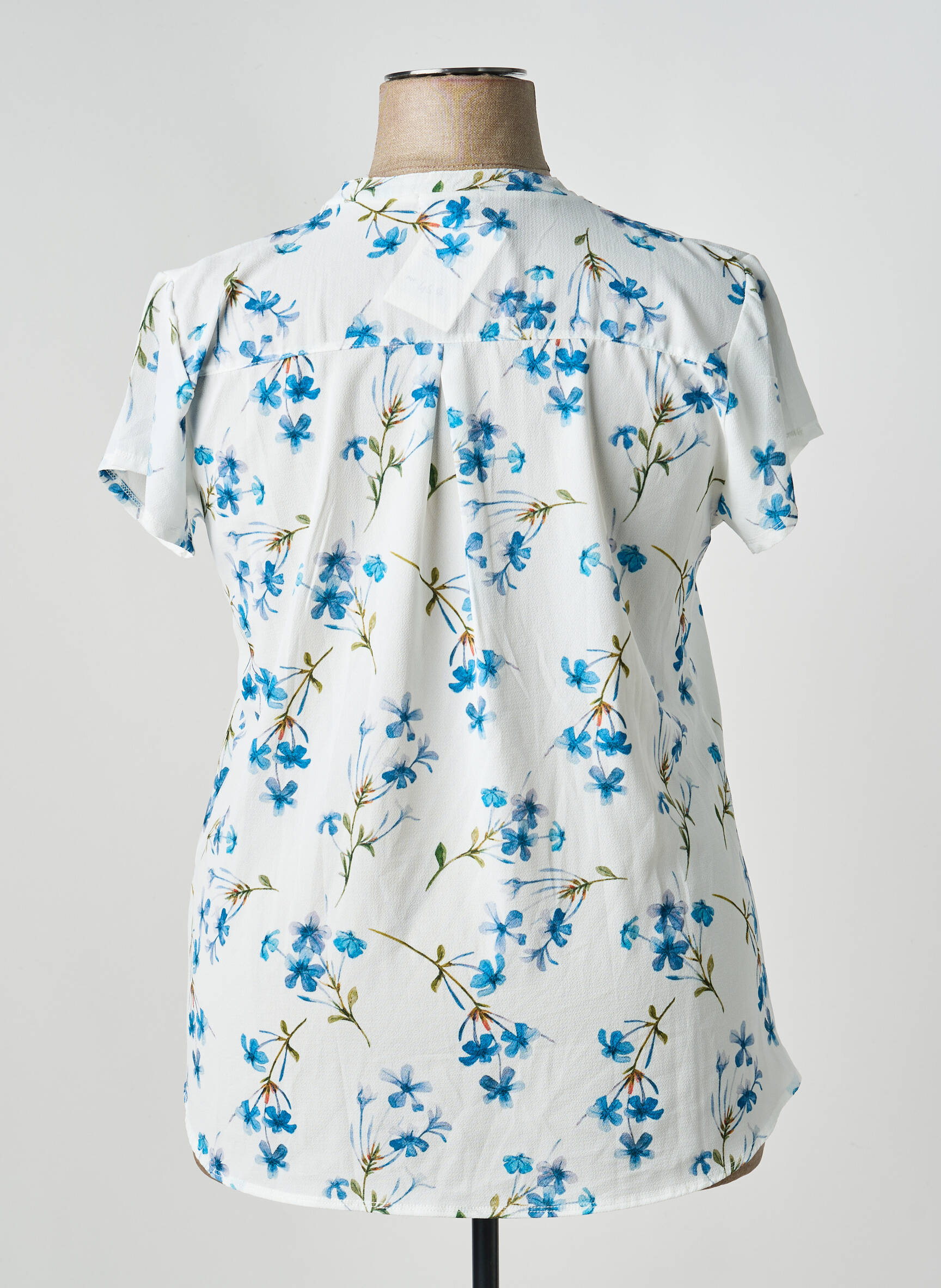 Blouse légère et transparente manches courtes bleu GALMALLA femme