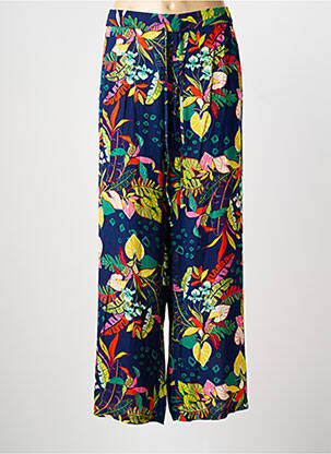 Pantalon droit tissage crêpe taille normale bleu CONCEPT K femme