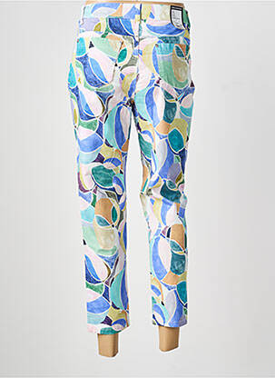 Pantalon 7/8 stretch taille normale bleu ANNA MONTANA femme