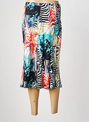 Jupe mi-longue stretch bleu GUY DUBOUIS femme