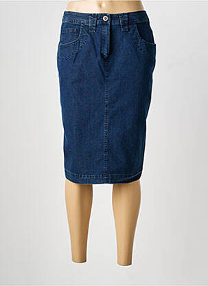 Jupe mi-longue taille normale bleu GUY DUBOUIS femme