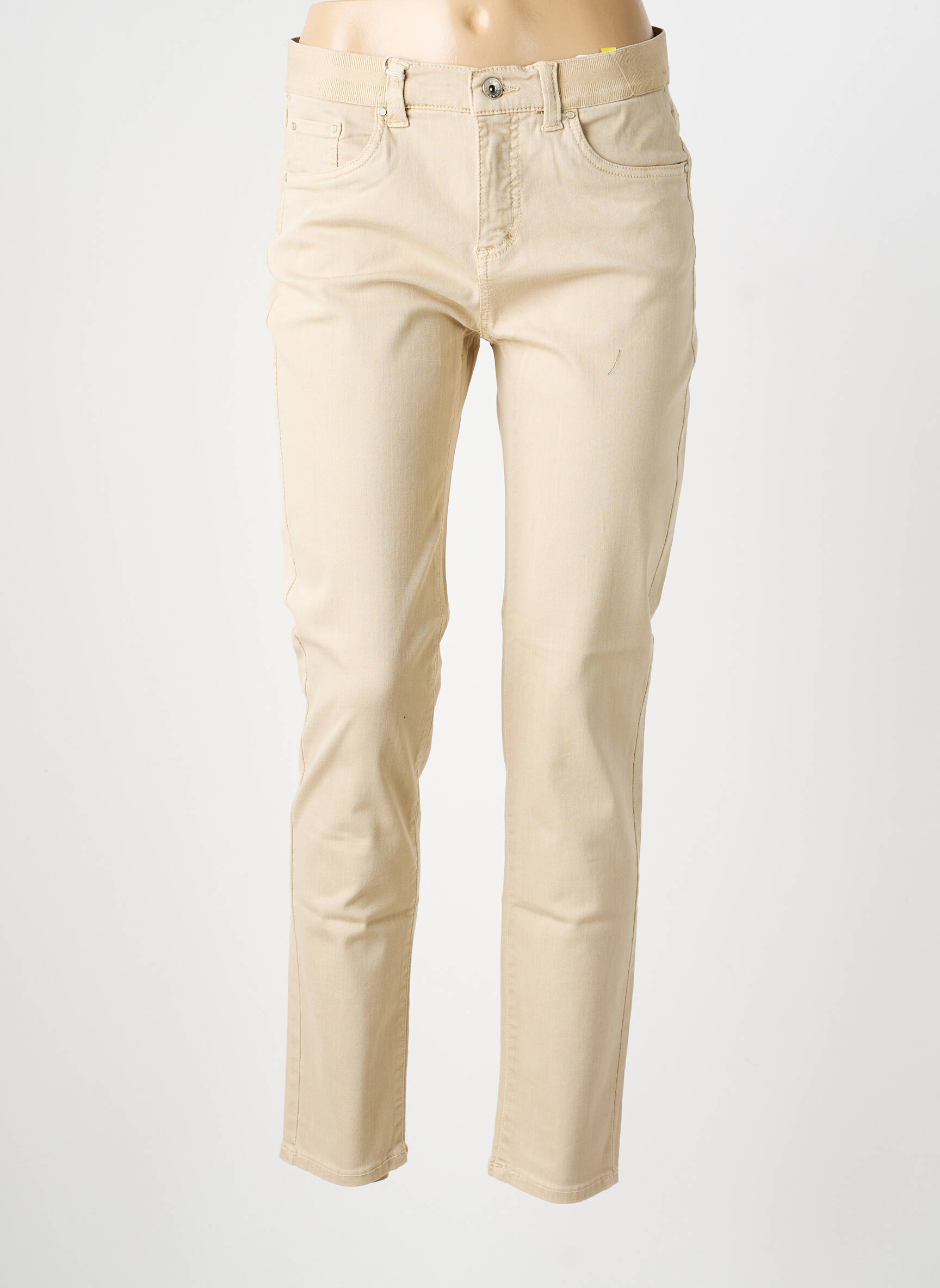 Jeans coupe slim tissage brut taille normale beige ANNA MONTANA femme