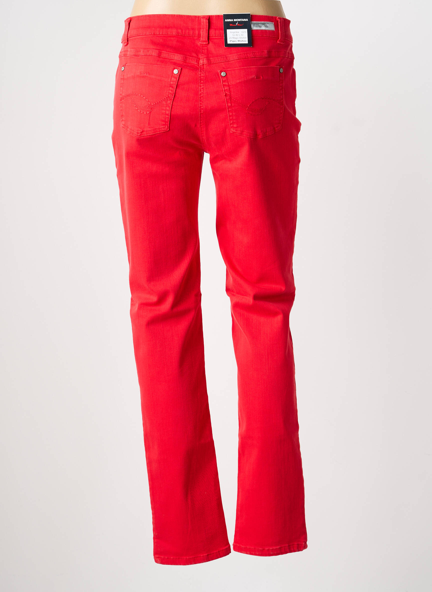Jeans coupe slim taille normale taille normale rouge ANNA MONTANA femme