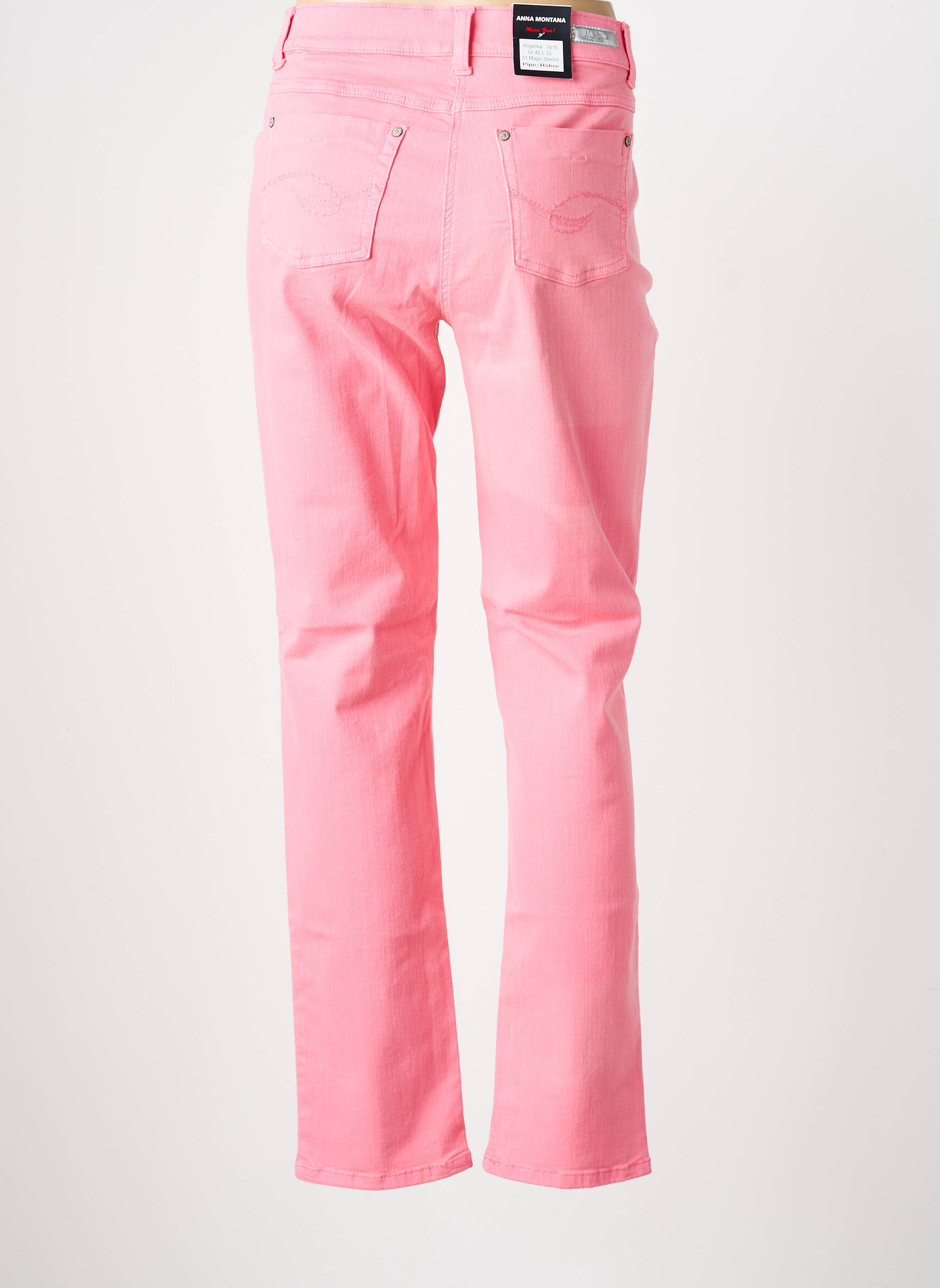 Jeans coupe slim tissage brut taille normale rose ANNA MONTANA femme