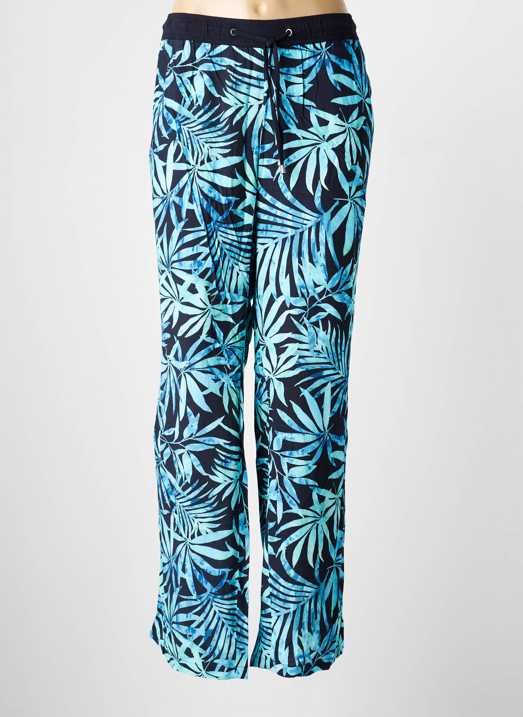 Pantalon droit tissage crêpe taille normale bleu BARBARA LEBEK femme