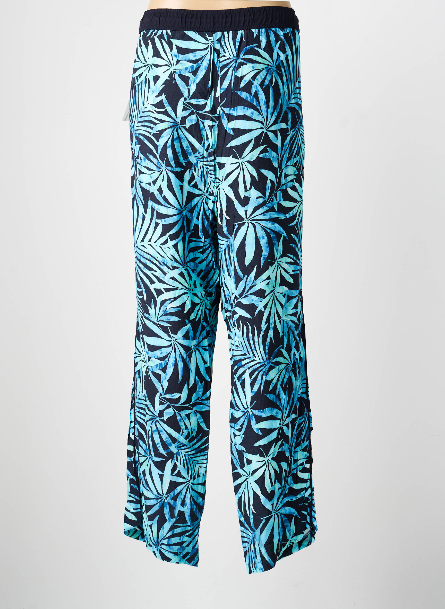 Pantalon droit tissage crêpe taille normale bleu BARBARA LEBEK femme
